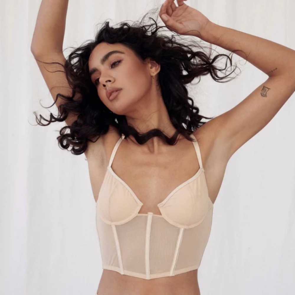 kat the label femme bustier / corset in almond